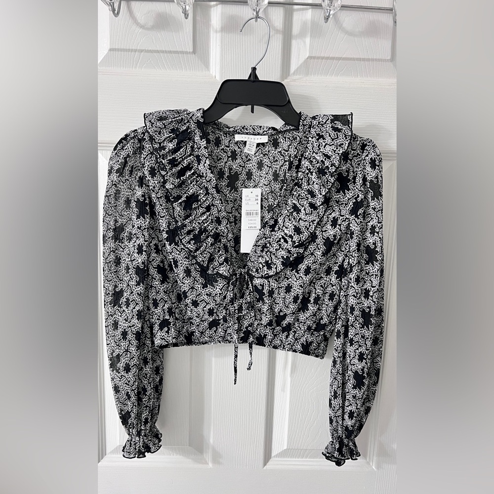 Floral Black and White Women's Top